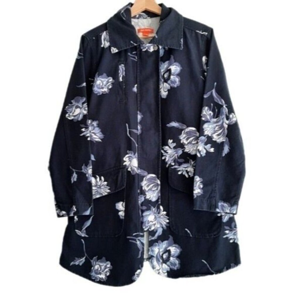 JOE FRESH 100% Cotton Jacket Coat Floral Blue Sz M